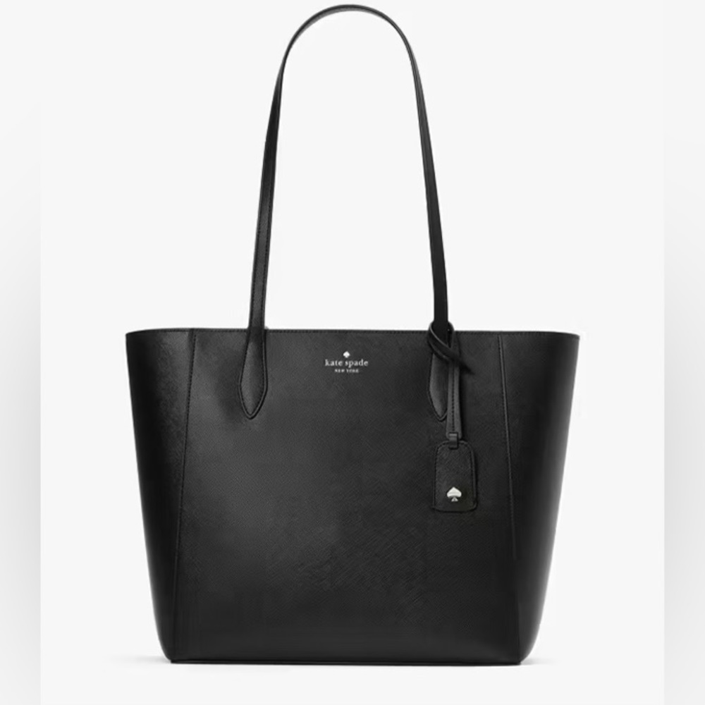 NWT Kate Spade All Day Large Tote Bag Black Leather Saffiano Work Bag - Picture 2 of 4